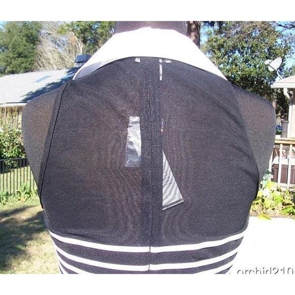 Cache Sheer Mesh OTTOMAN Event Top New Black White Crystal Buttons $158 NWT - Picture 8 of 9